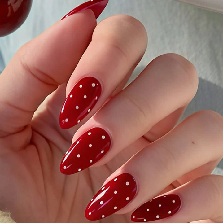 Glossy Polka Dot Stiletto Nail Art Extensions Kalsten