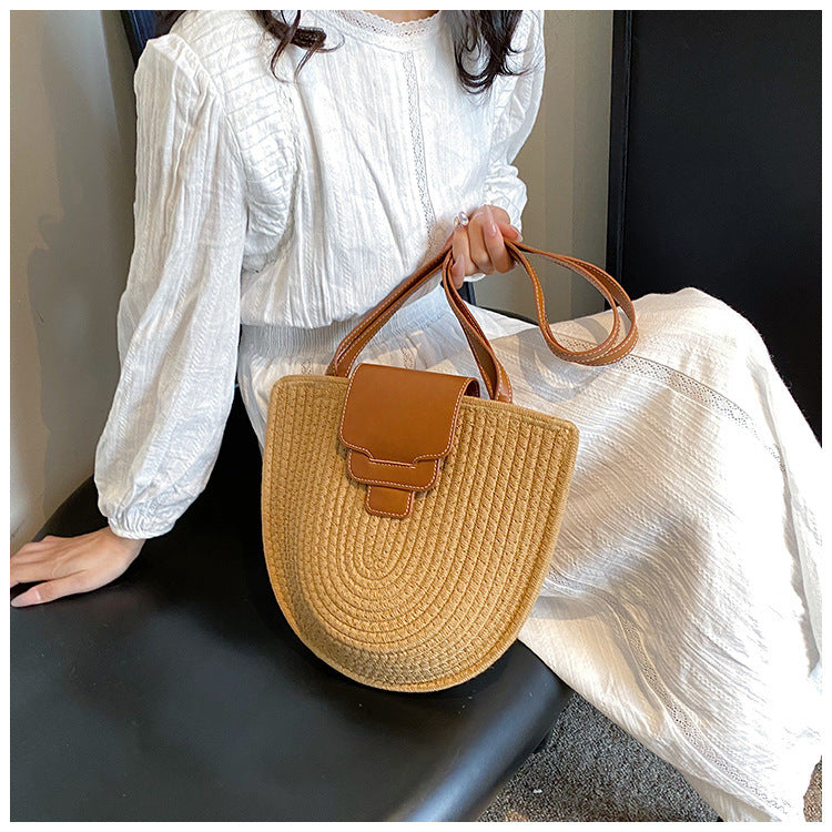 Fashionable and Handcrafted Basket Bag with Leather Accents Kalsten