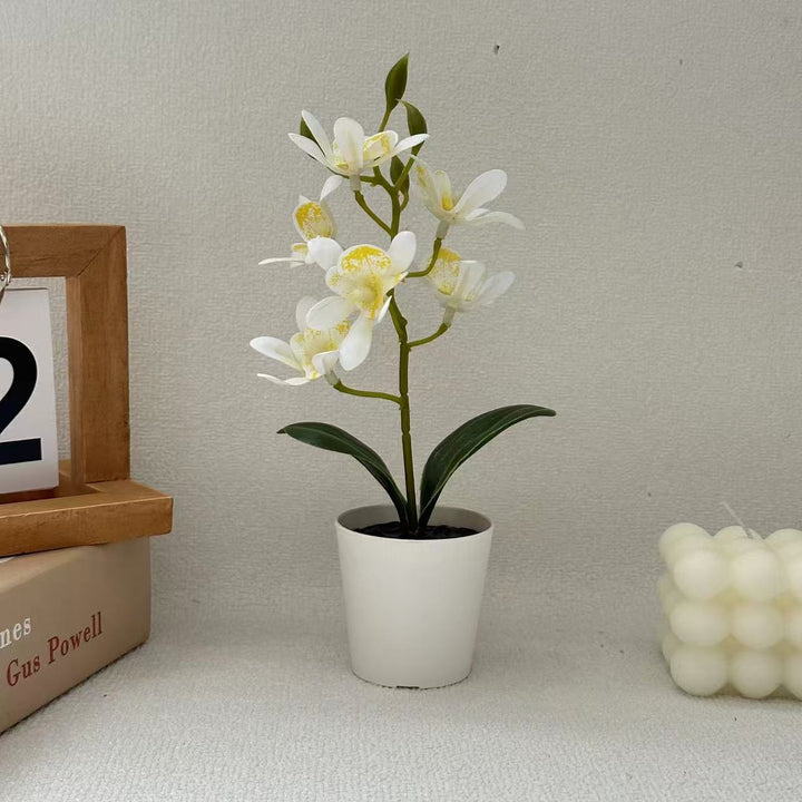 Lifelike Faux Orchid Plant in Decorative Pot for Decor