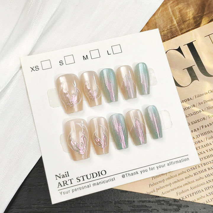 Elegant Artificial Nails with Shimmering Effect Kalsten