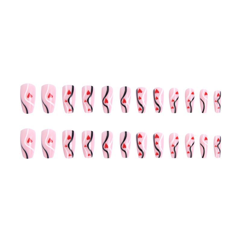 Artificial nails with romantic heart designs and elegant design Kalsten