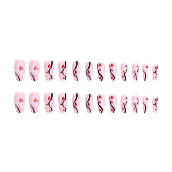 Artificial nails with romantic heart designs and elegant design Kalsten