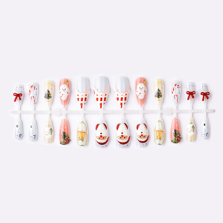 Festive Holiday-Themed Press-On Nail Art Set Kalsten