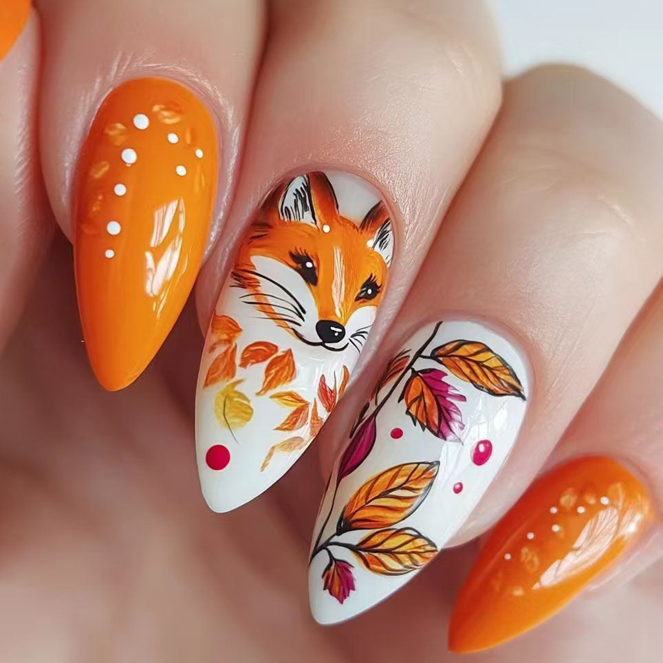Artistic Fox-Themed Nail Art