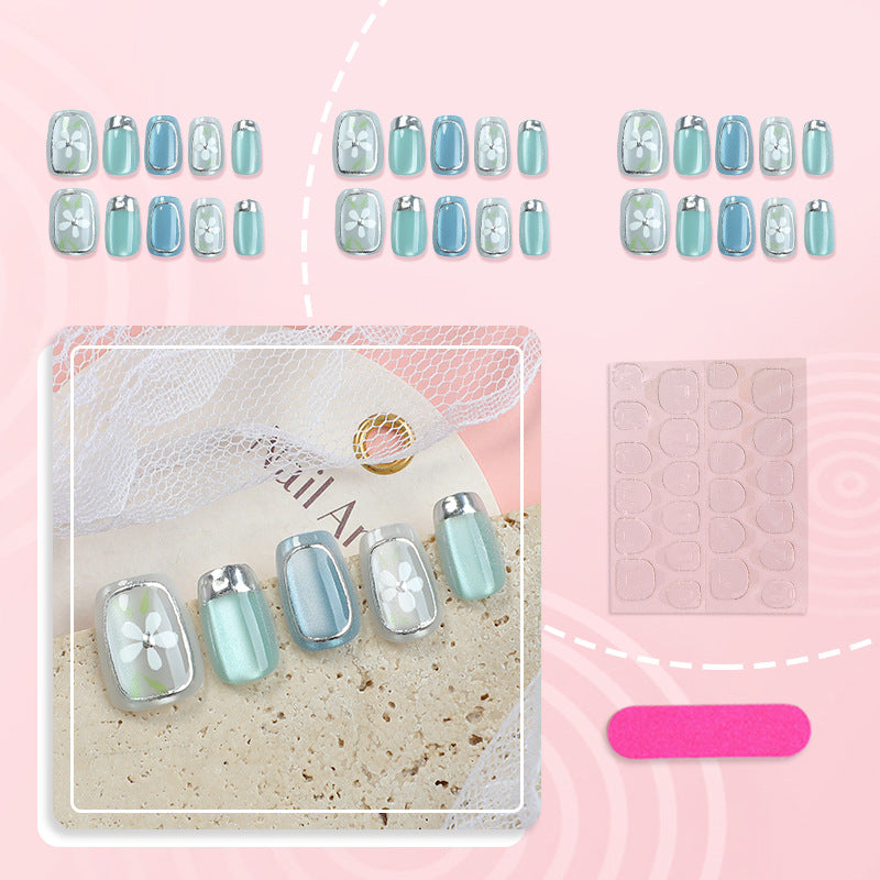 Premium Floral-Embellished Press-On Nail Set