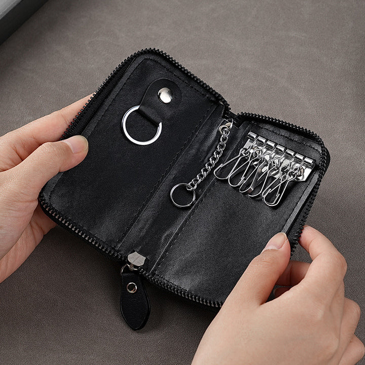Compact Leather Keychain Wallet