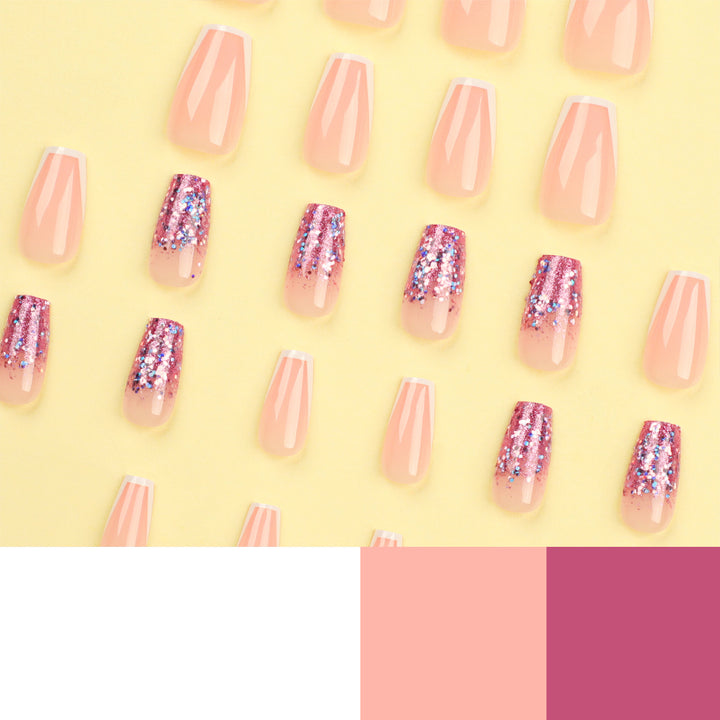 Glamorous glitter nails with elegant French tip design Kalsten
