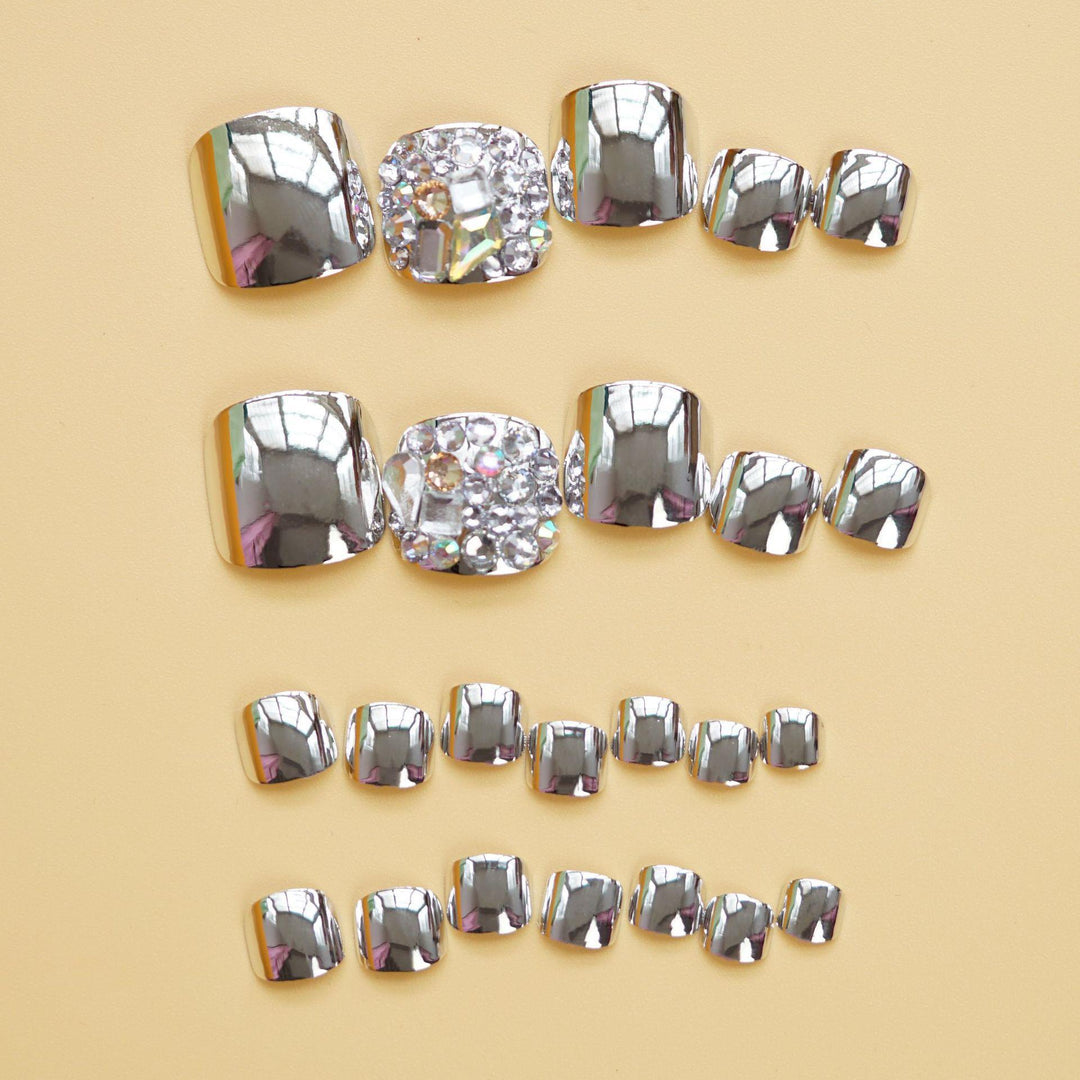 Decorative Rhinestone-Enhanced Press-On Toenails
