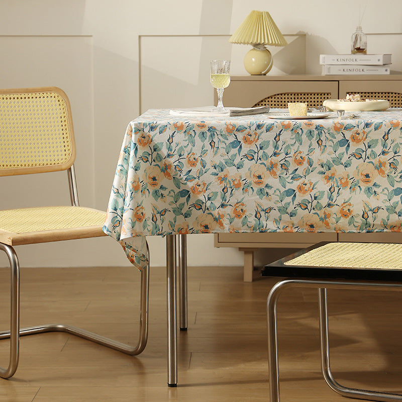 Wipeable tablecloth made of polyester with floral watercolor look and water-repellent coating Kalsten