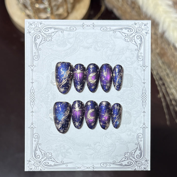 Decorative Press-On Nail Set with Celestial Accents Kalsten