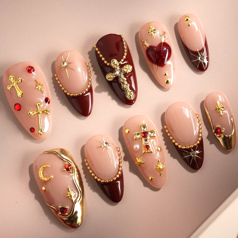 Decorative artificial nail set with elegant embellishments Kalsten