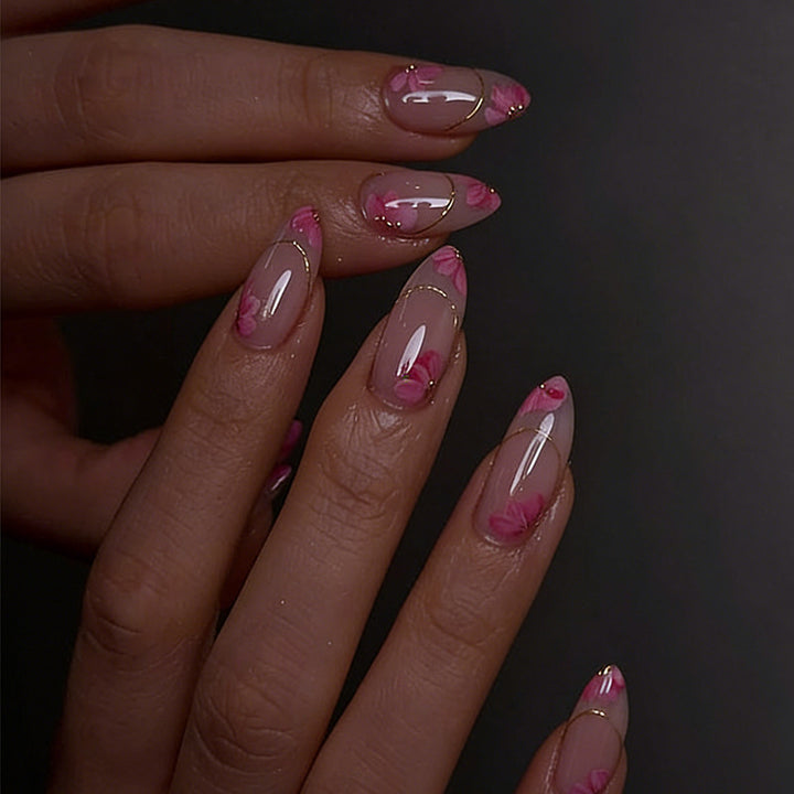 Artificial nails with floral decorations Kalsten