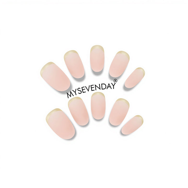 Elegant French Tip Press-On Nails with Metallic Accents Kalsten