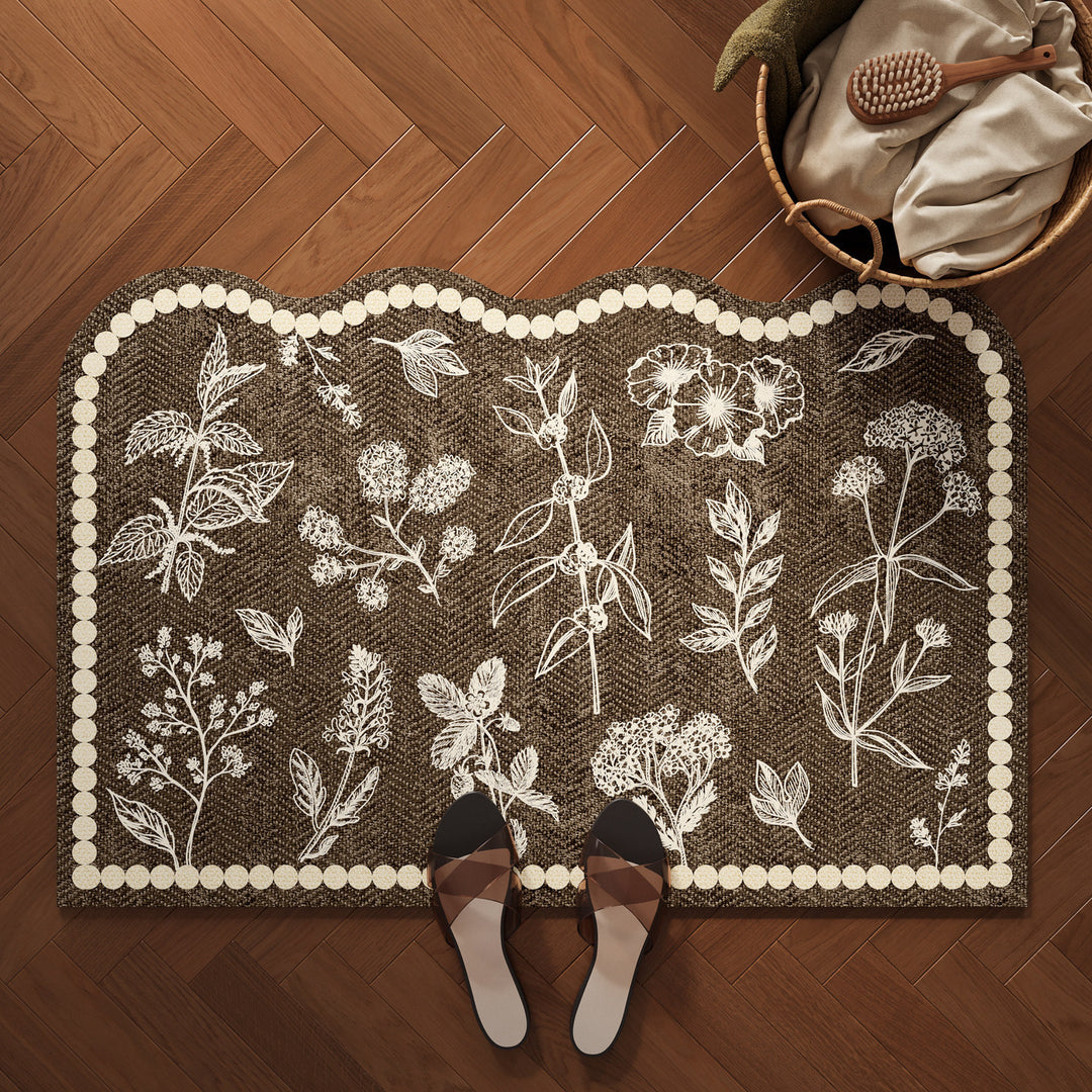 Decorative Botanical Pattern Bath Mat Kalsten
