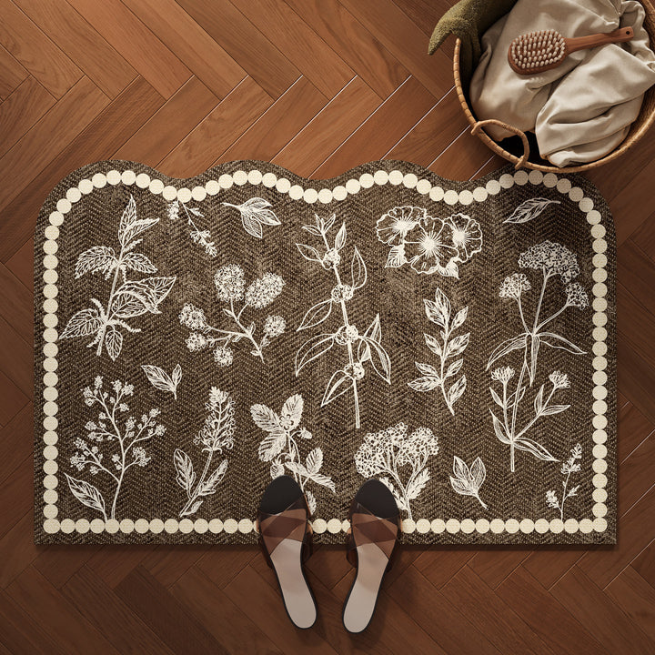 Decorative Botanical Pattern Bath Mat Kalsten