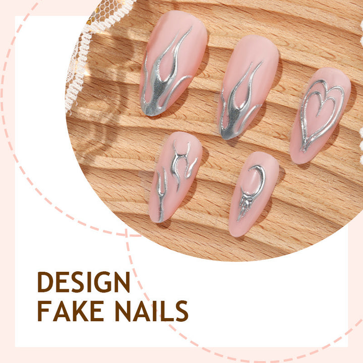 Glamorous artificial nail set with detailed jewelry embellishments Kalsten