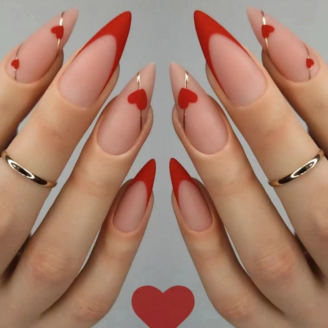 Elegant Heart Design Stiletto Nail Extensions Kalsten