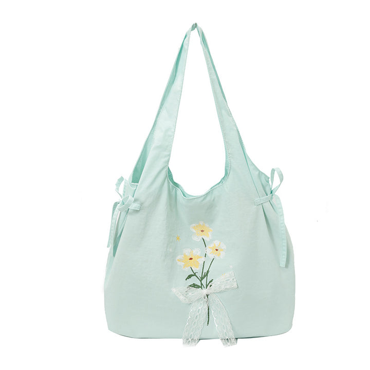 Floral Embroidered Shoulder Tote Bag