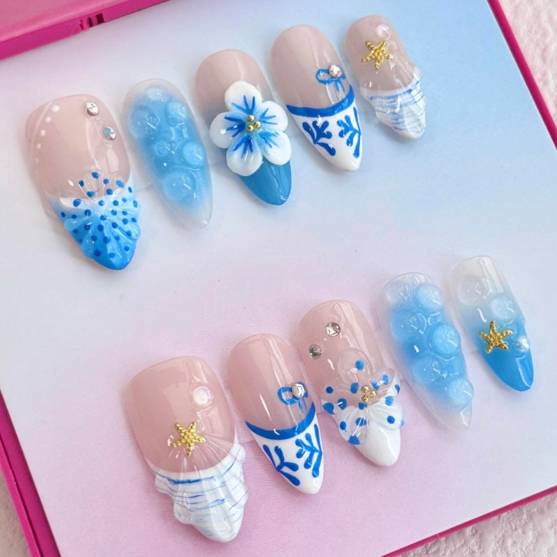 Nature-Themed Artistic Press-On Nail Set Kalsten