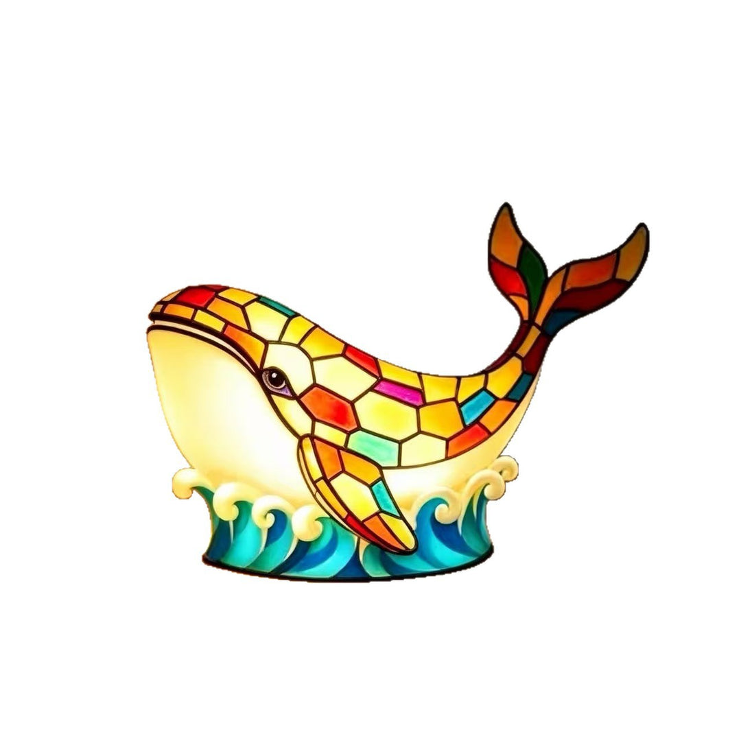 Stained Glass Dolphin Night Light Lamp Kalsten