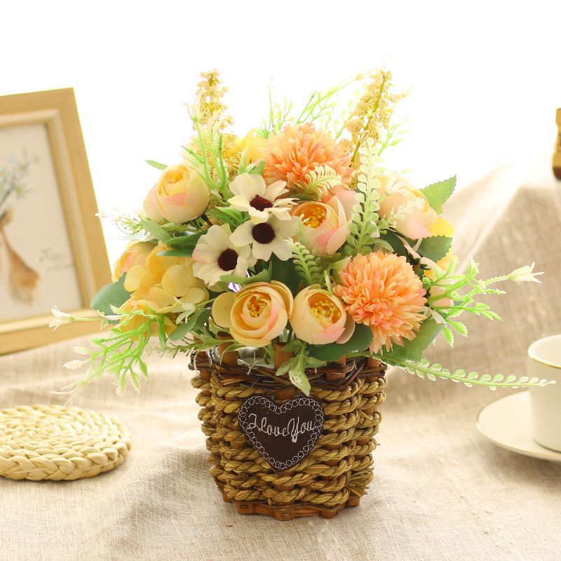 Artificial Floral Arrangement in Woven Basket