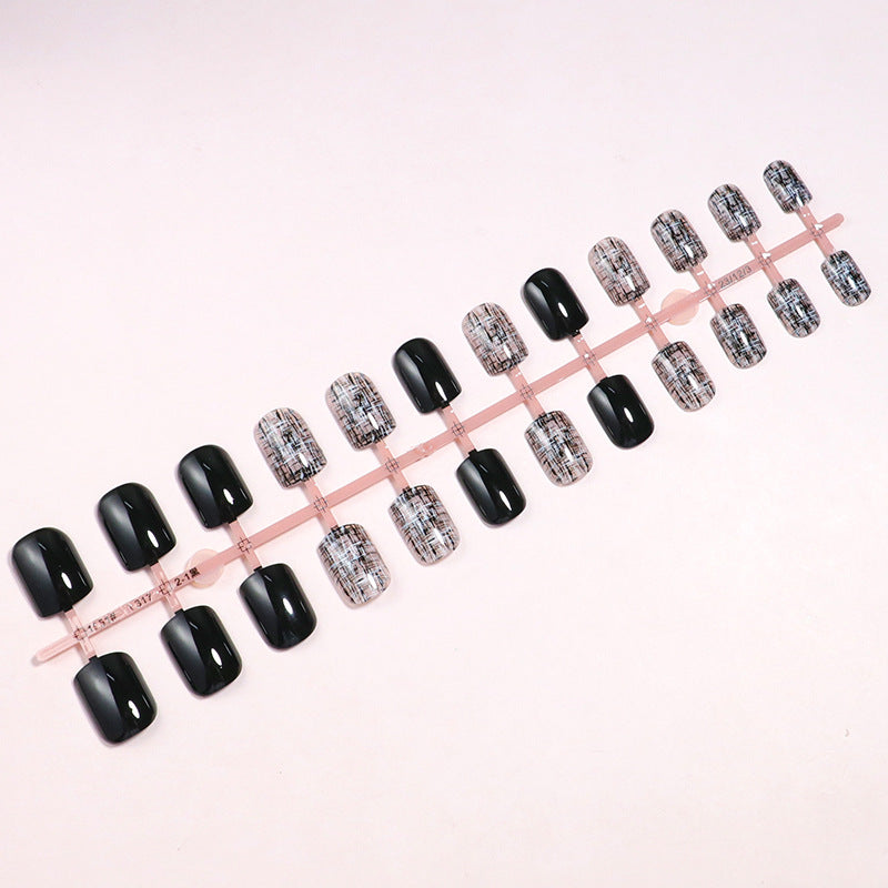 Glossy Artistic Press-On Nail Set with Abstract Design Kalsten