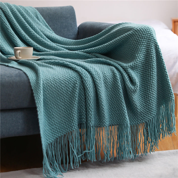 Textured Fringe Throw Blanket Kalsten