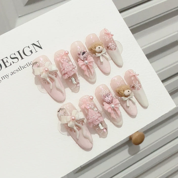 Whimsical Decorative 3D Press-On Nail Set