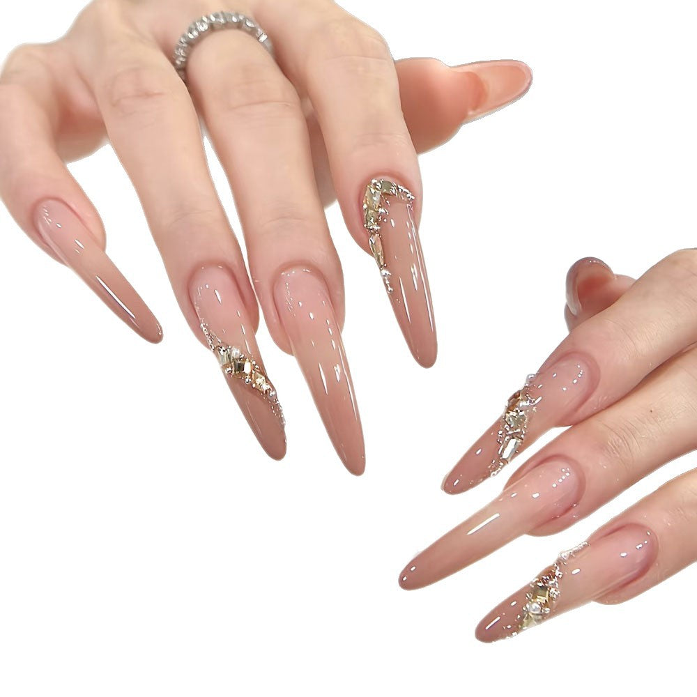 Glamorous Press-On Nail Set with Elegant Crystal Accents Kalsten