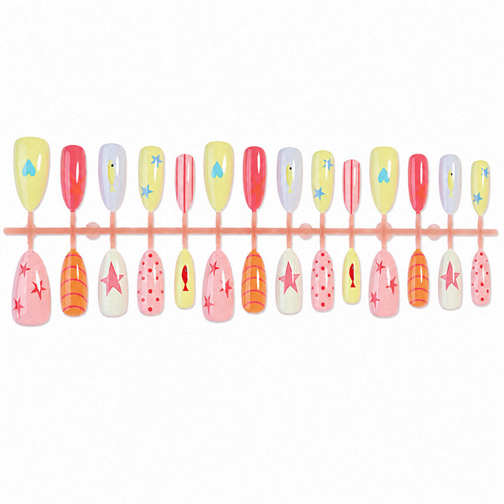 Creative nail set with colorful designs and maritime motifs Kalsten