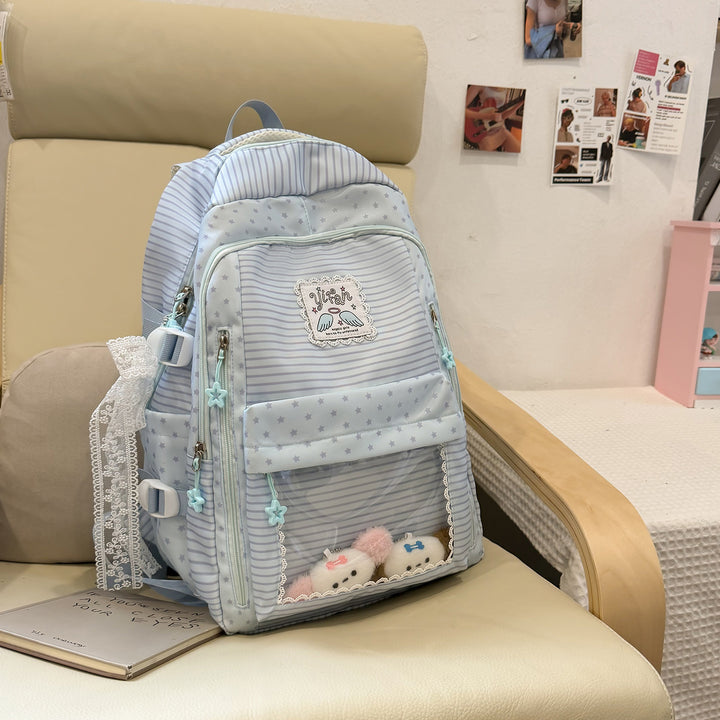 Trendy Striped School Backpack Kalsten