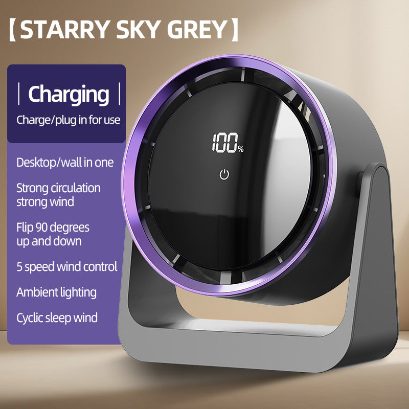 Unisex nan compact rechargeable bladeless desktop air circulator with LED battery display and tilt function Kalsten