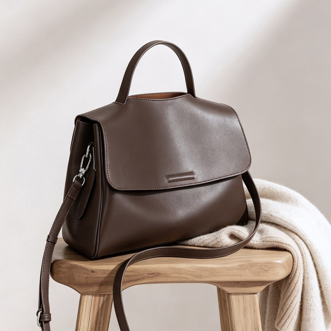 Structured Top-Handle Flap Satchel with Detachable Crossbody Strap
