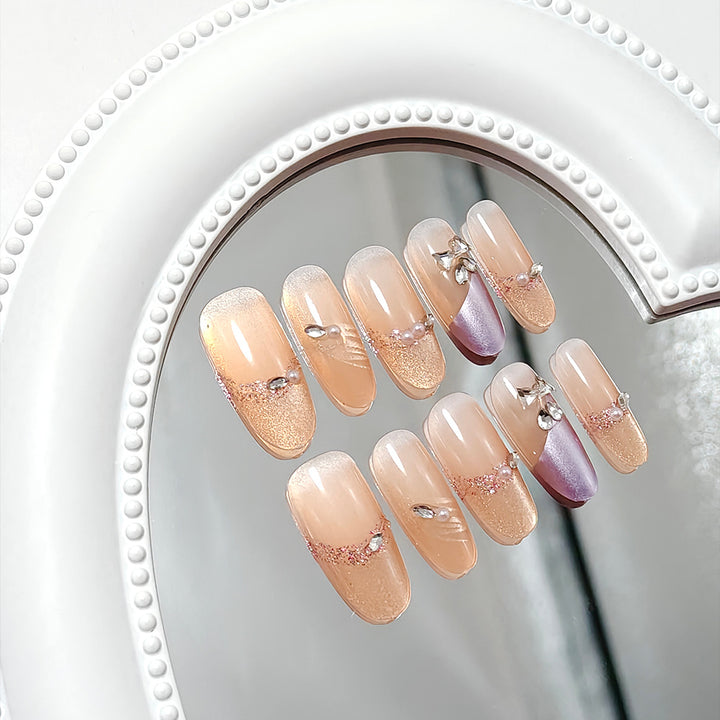 Glamorous Nail Set with Rhinestones Kalsten