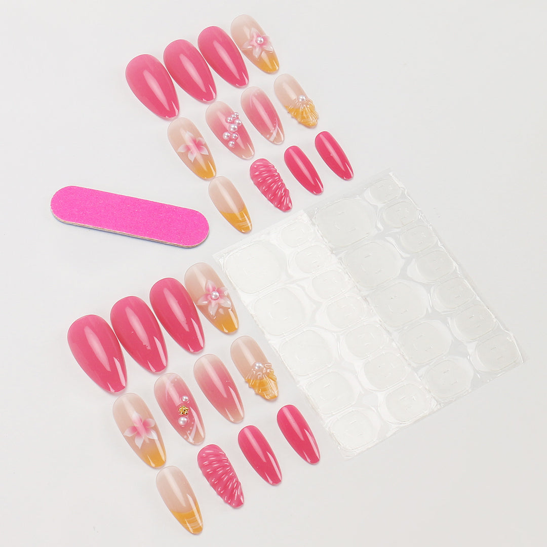 Decorative Floral Long Press-On Nail Set Kalsten