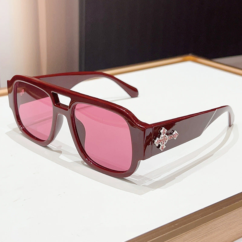 Statement Geometric Shield Sunglasses with Decorative Accent Kalsten