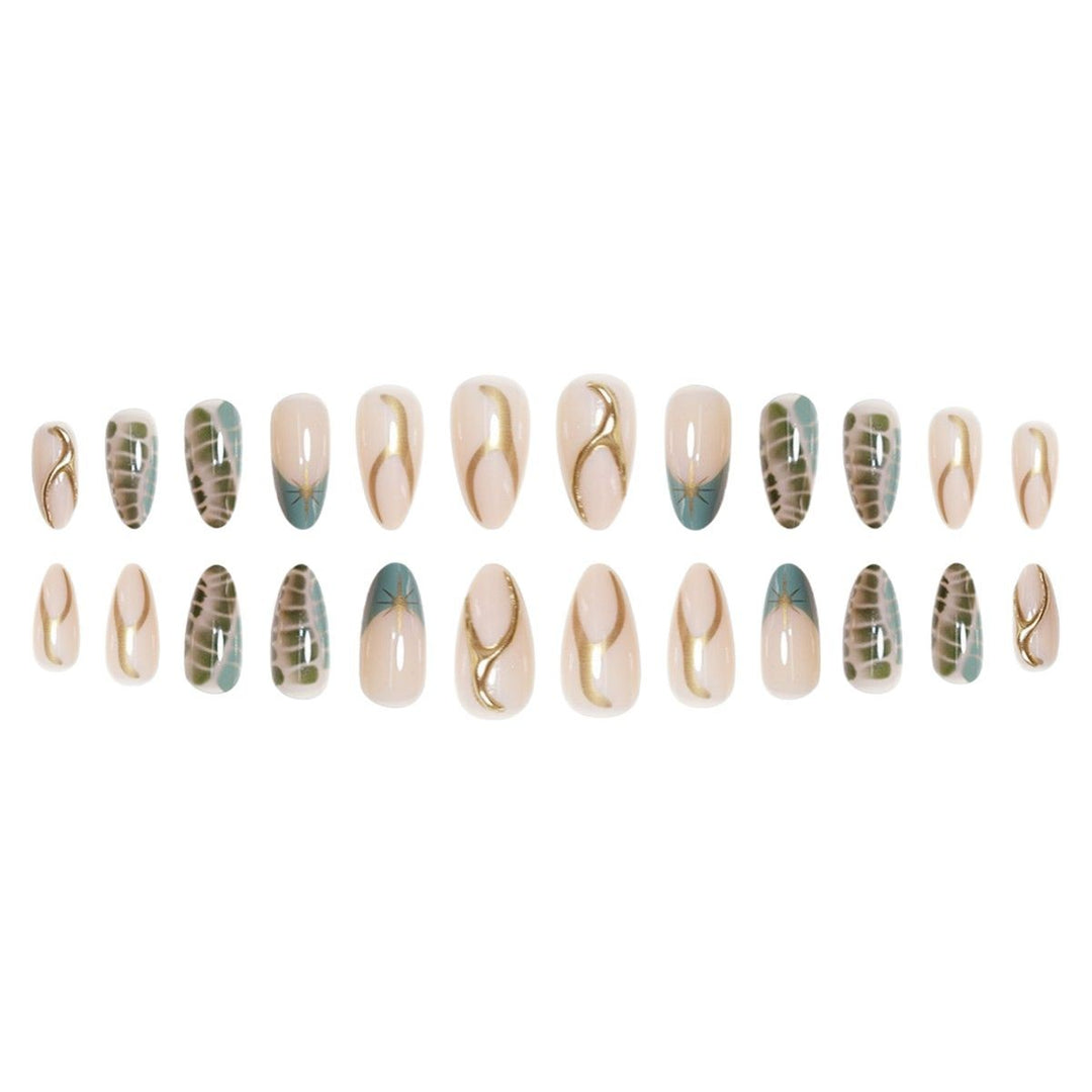 Artistic Almond-Shaped Press-On Nail Extensions Kalsten
