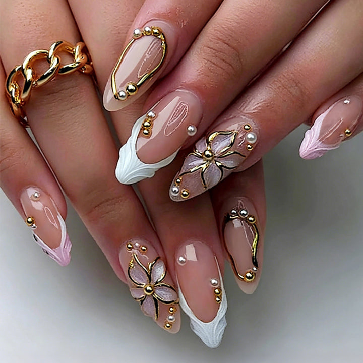 Elegant artificial nails with floral design Kalsten