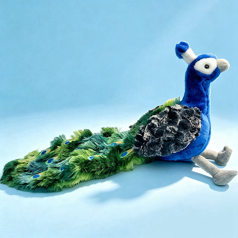 Plush Sitting Peafowl Comforter with Oversized Fluffy Tail Kalsten