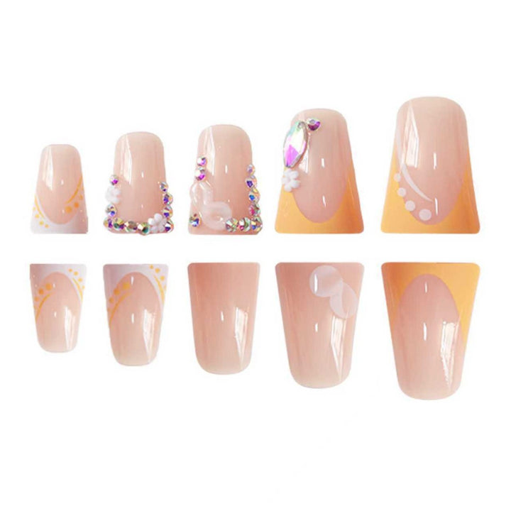 Decorative Floral Rhinestone Nail Extensions Kalsten