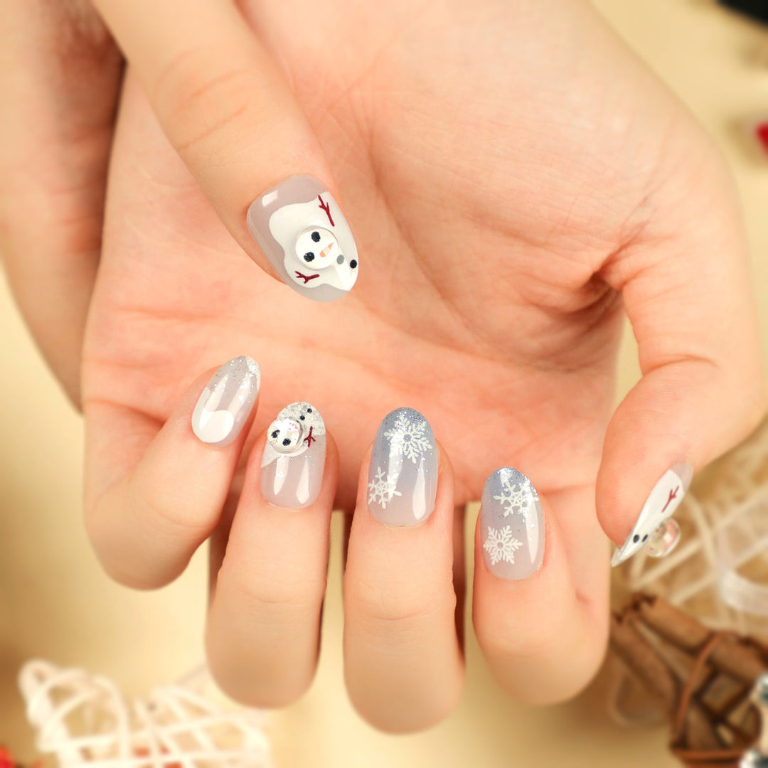 Artful Winter Nail Extensions with Snowman Design Kalsten