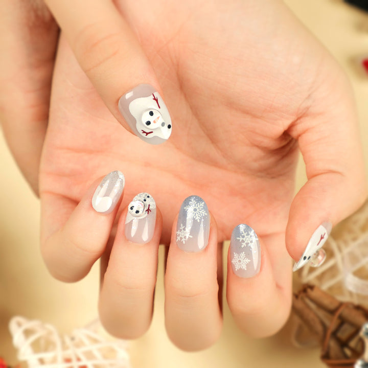 Artful Winter Nail Extensions with Snowman Design Kalsten