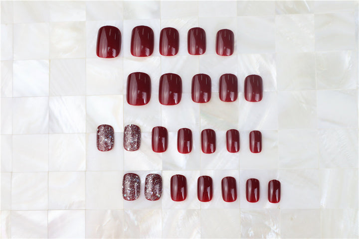Glossy Press-On Nail Set with Glitter Accents Kalsten