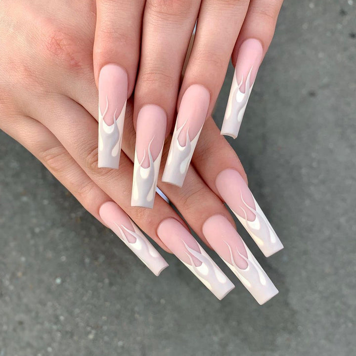 Artistic Nail Extensions in Elegant Flame Design Kalsten