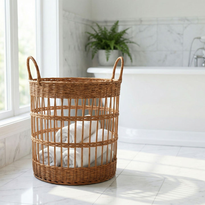 Handcrafted laundry basket made from natural rattan Kalsten