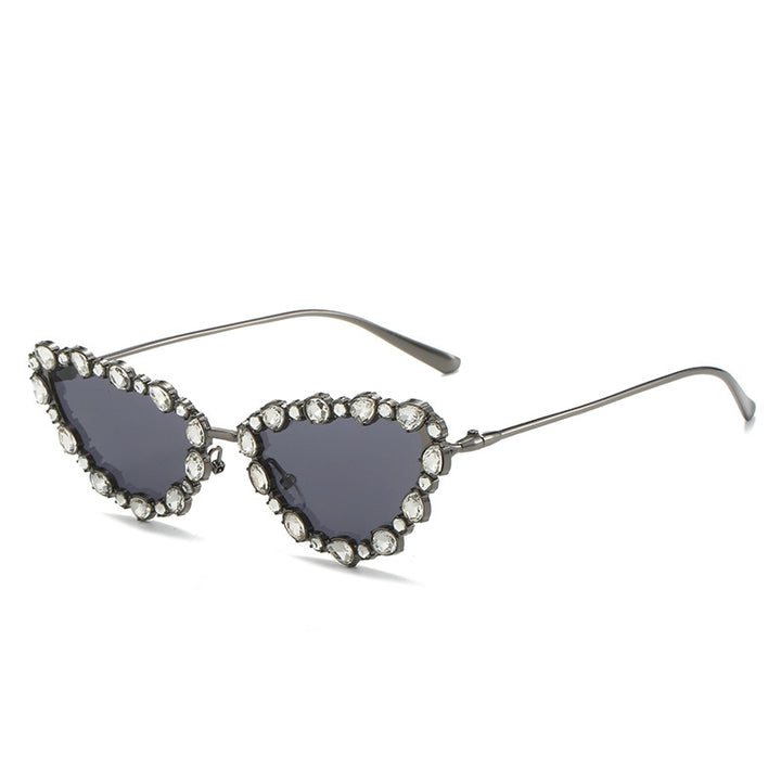 Heart-Shaped Rhinestone-Embellished Sunglasses Kalsten
