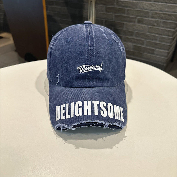 Distressed Denim Graphic Baseball Cap