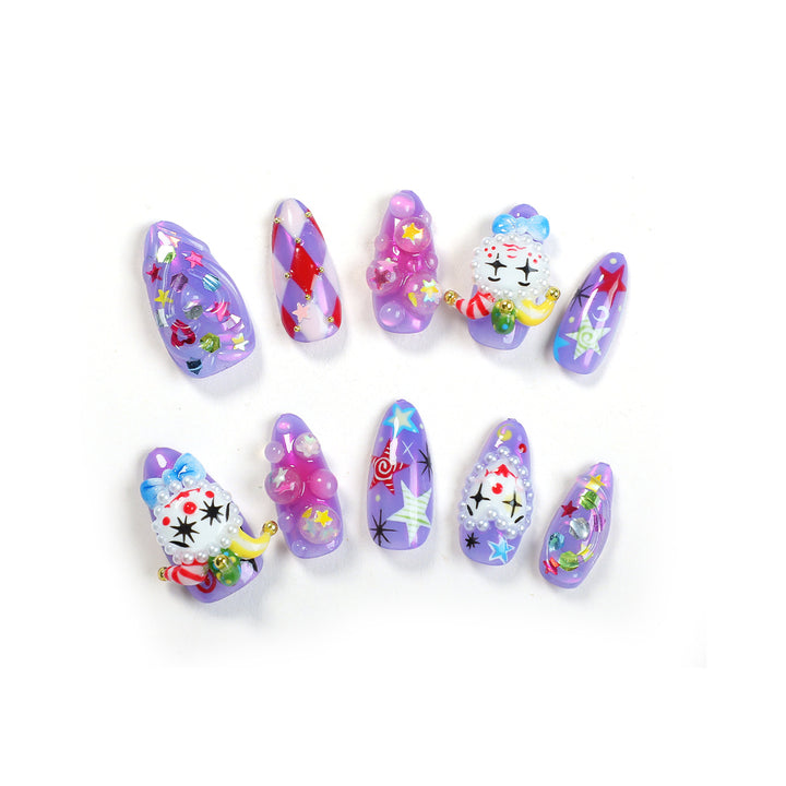 Creative nail art set with playful animal designs and glitter elements Kalsten
