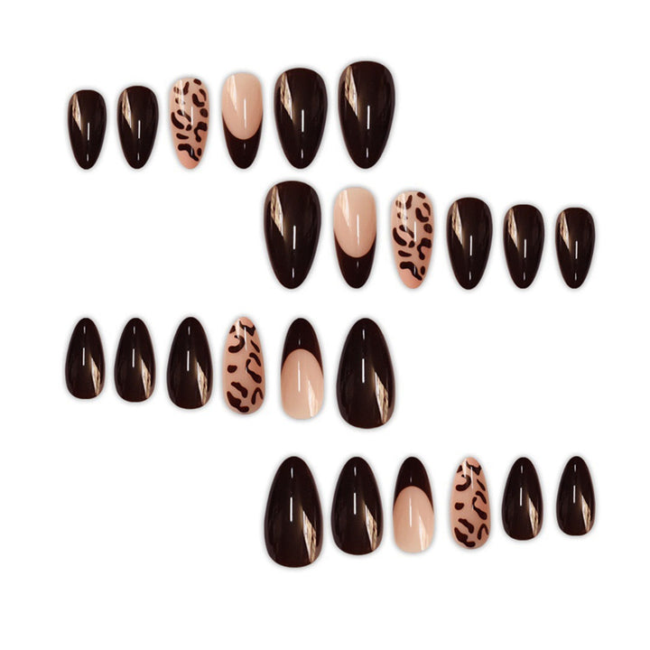 Elegant Stiletto Press-On Nails with Animal Print Design Kalsten