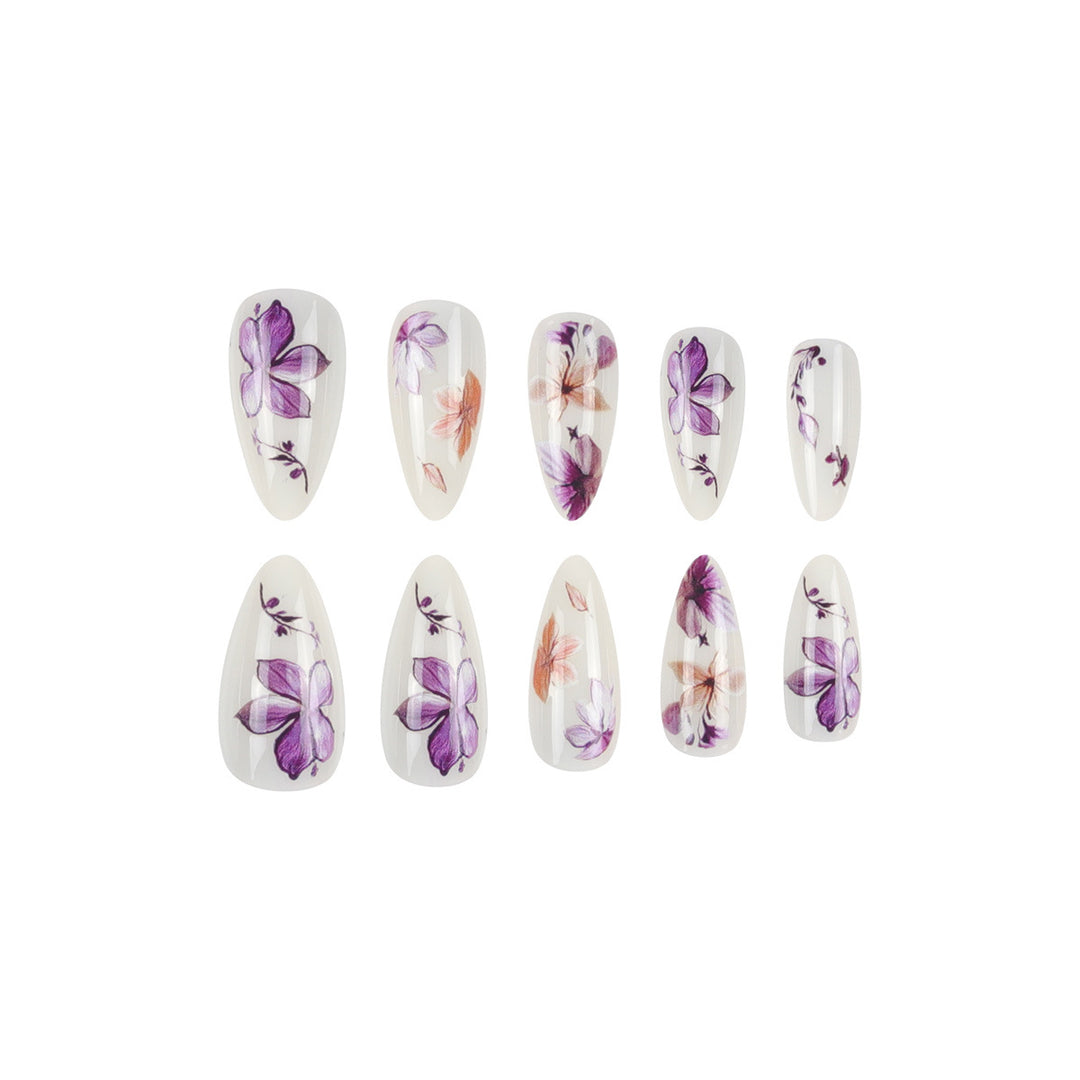Floral Design Stiletto Press-On Nails Kalsten